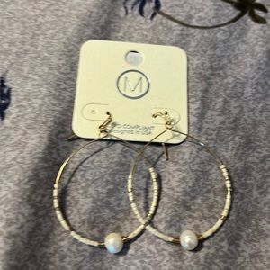 White pearl dangle earrings